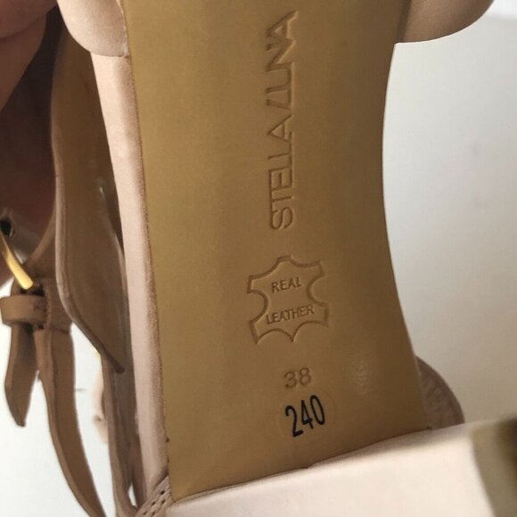 STELLA LUNA Nude Strappy Buckle Stiletto Heels Platform ankle boot sandal EU38 - Picture 11 of 16